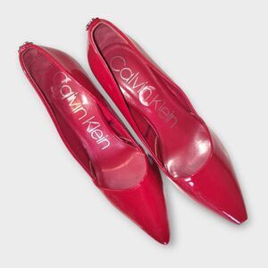 Calvin Klein Womens Shoes Sz 10 Red Patent Pointed Gayle 3.5" Heels Comfort Pump
